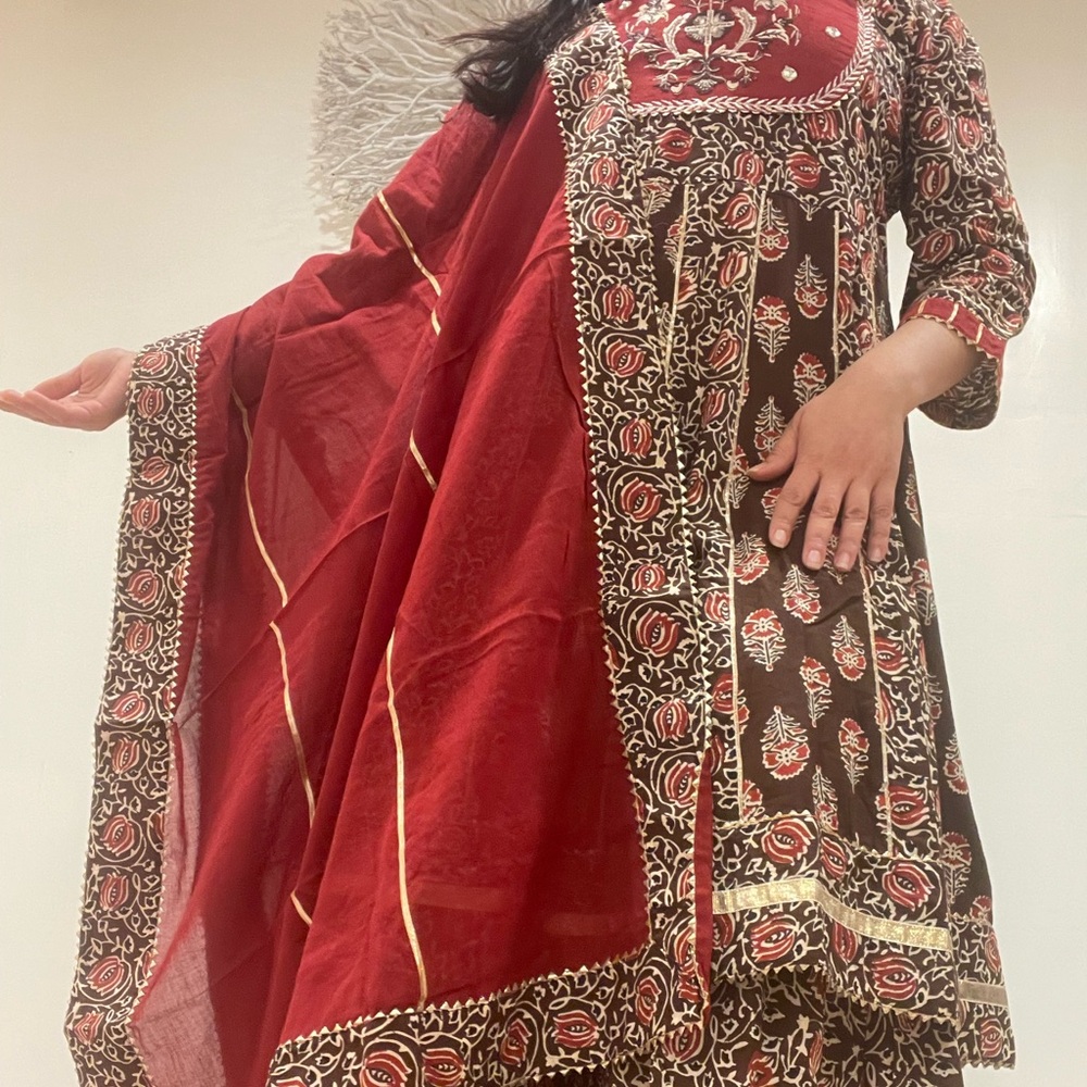 Indian sharara kurta Duppatta set with lace border work